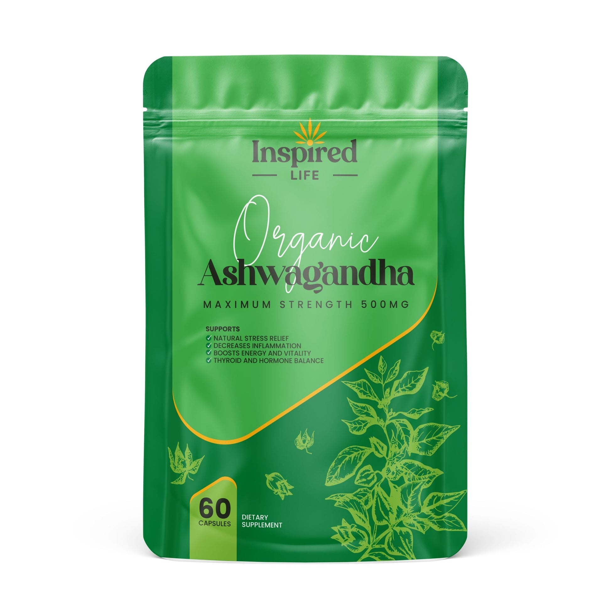 Organic Ashwagandha KSM - 66 Capsules 🌱 - Inspired Life CBD